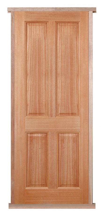 London 4 Panel Hardwood External Pre-hung Door Set